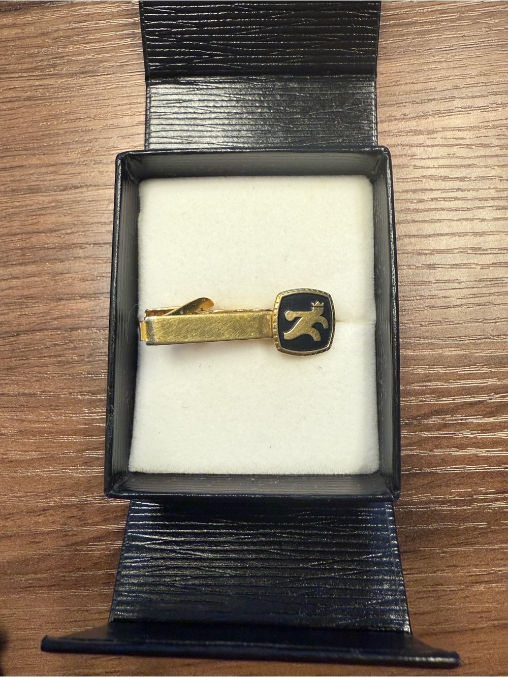 Vintage Bowling King Gold Tone Black Enamel Tie Clip